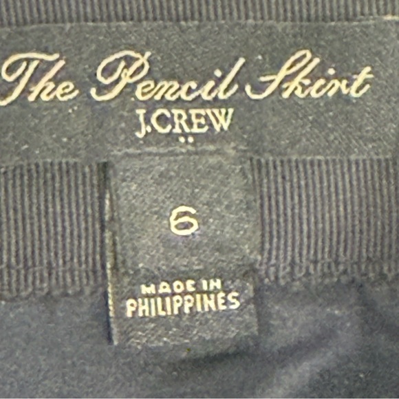 J. Crew The Pencil Skirt Navy and Cream Checkered cotton linen blend skirt lined - Picture 2 of 7